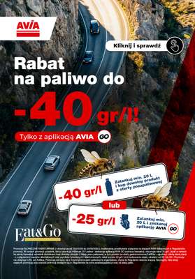 AVIA Stacje Paliw - gazetka promocyjna Rabat na paliwo do -40 gr/l! Sprawdź! od poniedziałku 03.08 do poniedziałku 31.08