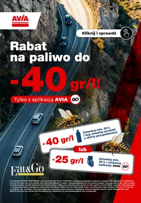 AVIA Stacje Paliw - gazetka promocyjna Rabat na paliwo do -40 gr/l! Sprawdź! od poniedziałku 03.08 do poniedziałku 31.08