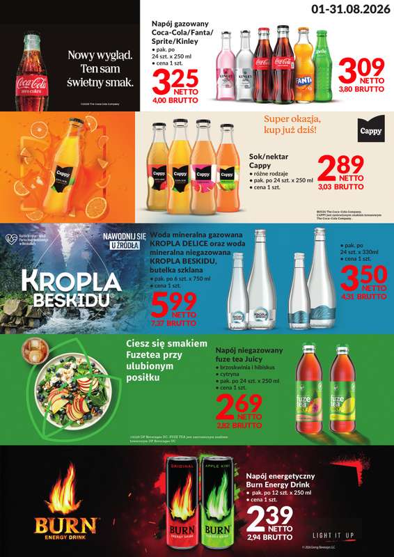 Makro - gazetka promocyjna Ulotka Napoje od poniedziałku 03.08 do poniedziałku 31.08