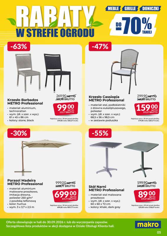 Makro - gazetka promocyjna Ulotka wyprzedaż ogrodowa od poniedziałku 03.08 do środy 30.09 - strona 5