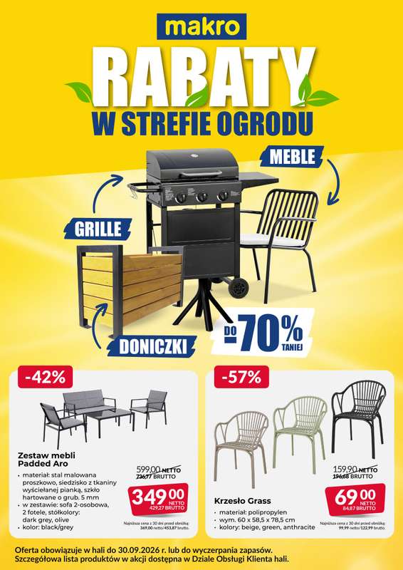 Makro - gazetka promocyjna Ulotka wyprzedaż ogrodowa od poniedziałku 03.08 do środy 30.09
