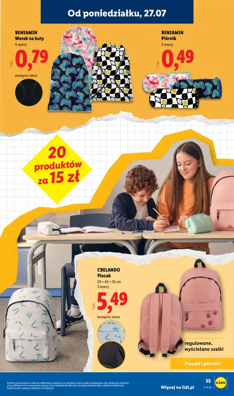 Lidl - gazetka promocyjna Kompletna wyprawka w megacenach od wtorku 14.07 do poniedziałku 31.08 - strona 55