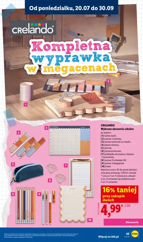 Lidl - gazetka promocyjna Kompletna wyprawka w megacenach od wtorku 14.07 do poniedziałku 31.08 - strona 43