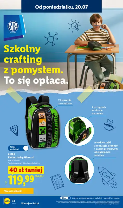 Lidl - gazetka promocyjna Kompletna wyprawka w megacenach od wtorku 14.07 do poniedziałku 31.08 - strona 34