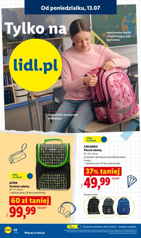 Lidl - gazetka promocyjna Kompletna wyprawka w megacenach od wtorku 14.07 do poniedziałku 31.08 - strona 70