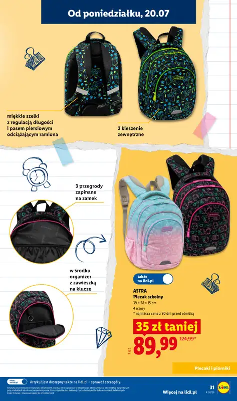Lidl - gazetka promocyjna Kompletna wyprawka w megacenach od wtorku 14.07 do poniedziałku 31.08 - strona 31