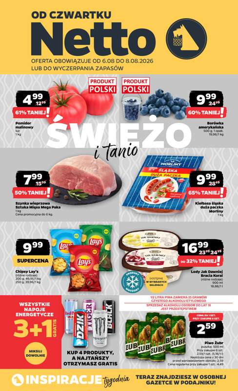Netto - gazetka promocyjna Gazetka Spożywcza od czwartku 06.08 do soboty 08.08