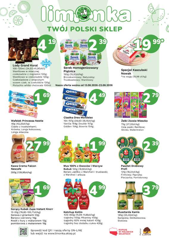 Limonka - gazetka promocyjna Plakaty promocyjne od czwartku 13.08 do niedzieli 23.08