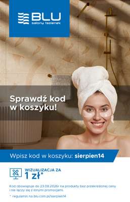 Blu Salony Łazienek - gazetka promocyjna Kod rabatowy od piątku 14.08 do niedzieli 23.08