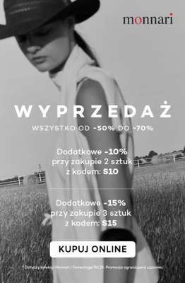 Monnari - gazetka promocyjna Dodatkowe rabaty na wyprzedaż od wtorku 04.08 