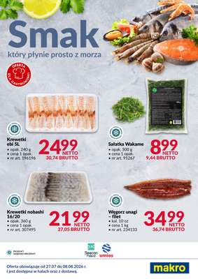 Makro - gazetka promocyjna Ulotka ryby i owoce morza od środy 05.08 do soboty 08.08