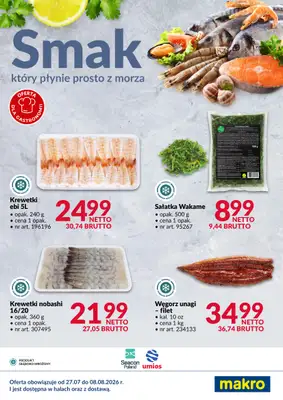 Makro - gazetka promocyjna Ulotka ryby i owoce morza od środy 05.08 do soboty 08.08