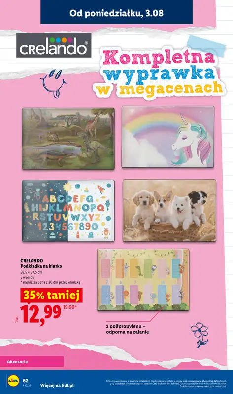 Lidl - gazetka promocyjna Kompletna wyprawka w megacenach od wtorku 14.07 do poniedziałku 31.08 - strona 62