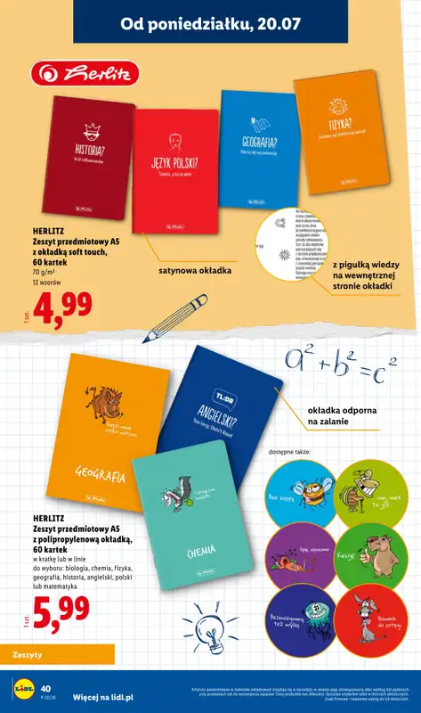 Lidl - gazetka promocyjna Kompletna wyprawka w megacenach od wtorku 14.07 do poniedziałku 31.08 - strona 40