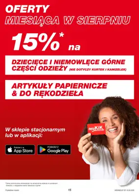 KiK - gazetka promocyjna Więcej radości w szkole z KiK! od poniedziałku 10.08 do niedzieli 16.08 - strona 15