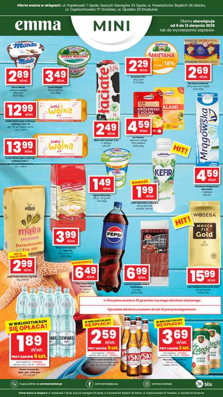 emma MARKET - gazetka promocyjna Oferta spożywcza Emma Mini od czwartku 06.08 do środy 12.08