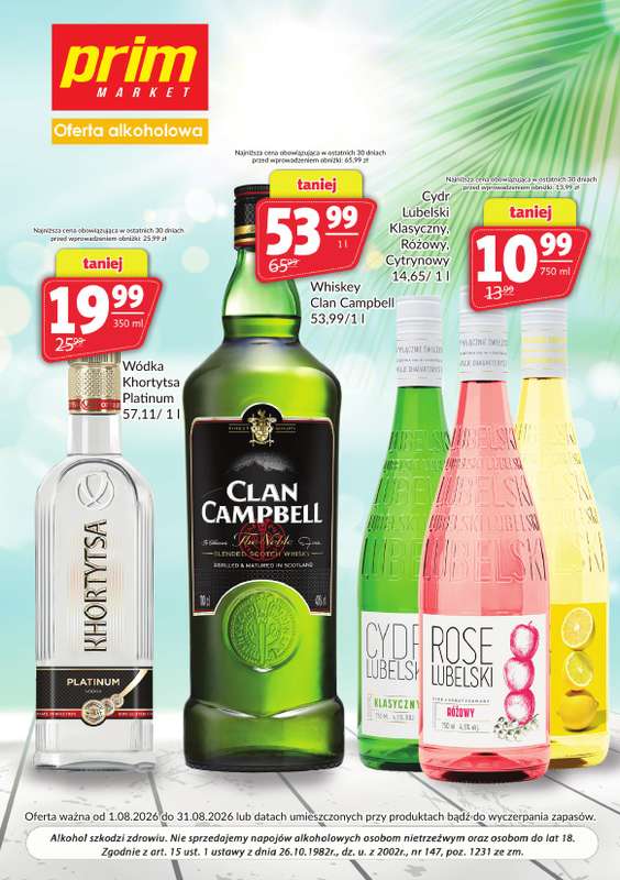 Prim Market - gazetka promocyjna Gazetka alkoholowa  do poniedziałku 31.08