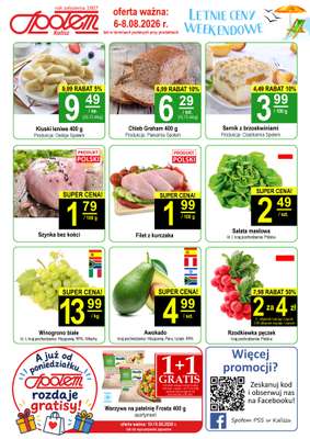 Społem - Blisko i Korzystnie - gazetka promocyjna Plakat promocyjny PSS Kalisz od czwartku 06.08 do soboty 08.08
