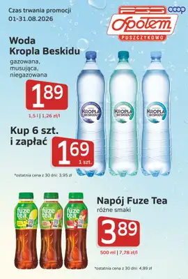 Społem - Blisko i Korzystnie - gazetka promocyjna Plakat promocyjny PSS Puszczykowo od środy 05.08 do poniedziałku 31.08