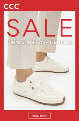 CCC - gazetka promocyjna SALE - białe sneakersy damskie od soboty 08.08 