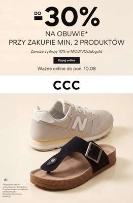 CCC - gazetka promocyjna Do -30% na obuwie przy zakupie min. 2 produktów od czwartku 06.08 do poniedziałku 10.08