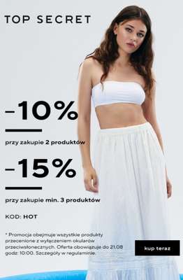 Top Secret - gazetka promocyjna -15% przy zakupie 3 produktów od czwartku 06.08 do piątku 21.08