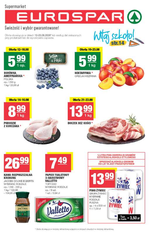 SPAR - gazetka promocyjna Gazetka Eurospar od środy 12.08 do niedzieli 23.08