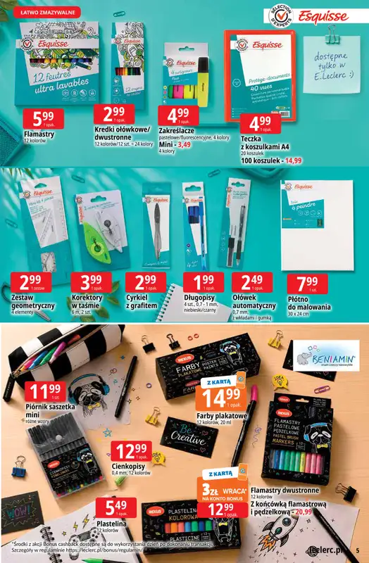 Leclerc - gazetka promocyjna Oferta E.Leclerc | Powrót do szkoły od wtorku 11.08 do poniedziałku 31.08 - strona 5