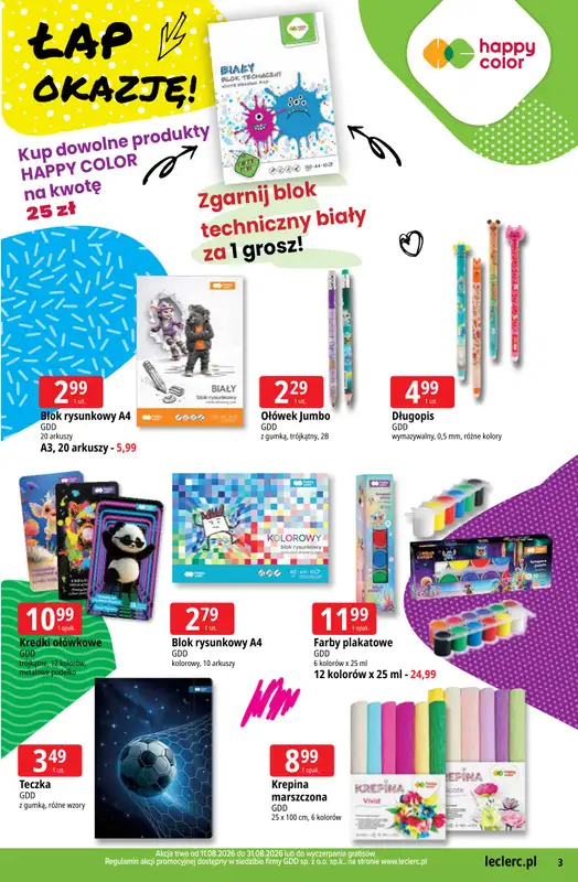 Leclerc - gazetka promocyjna Oferta E.Leclerc | Powrót do szkoły od wtorku 11.08 do poniedziałku 31.08 - strona 3