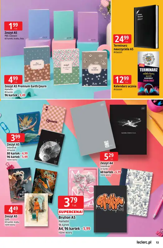 Leclerc - gazetka promocyjna Oferta E.Leclerc | Powrót do szkoły od wtorku 11.08 do poniedziałku 31.08 - strona 13