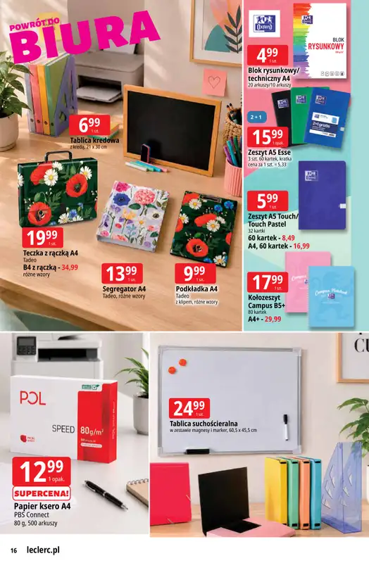 Leclerc - gazetka promocyjna Oferta E.Leclerc | Powrót do szkoły od wtorku 11.08 do poniedziałku 31.08 - strona 16