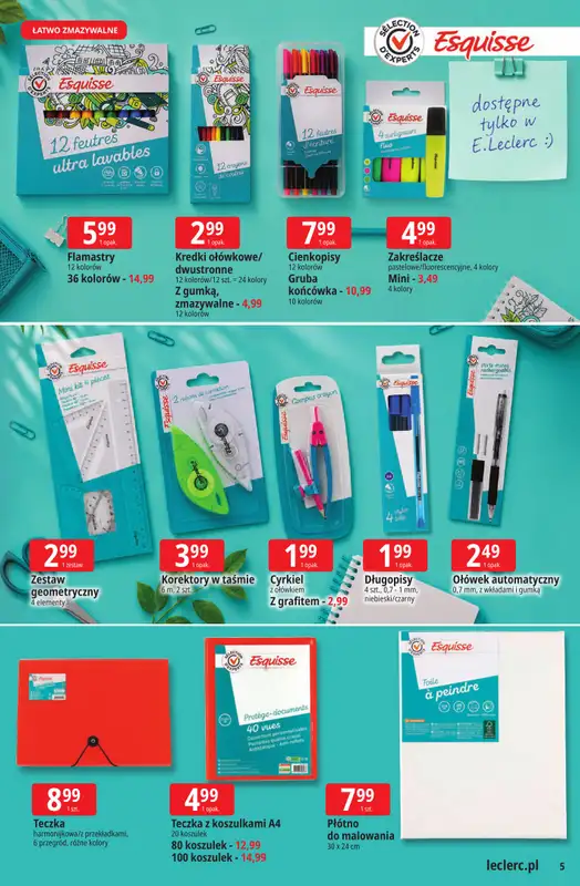 Leclerc - gazetka promocyjna Oferta E.Leclerc | Powrót do szkoły od wtorku 11.08 do poniedziałku 31.08 - strona 5