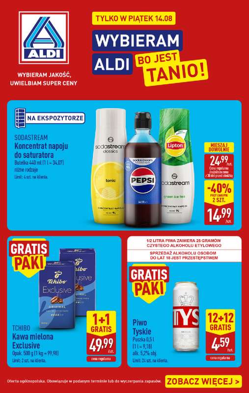 Aldi - gazetka promocyjna Najlepsze oferty na piątek w Aldi! od piątku 14.08 do piątku 14.08
