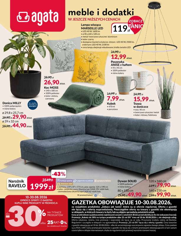 Salony Agata - gazetka promocyjna Gazetka od poniedziałku 10.08 do niedzieli 30.08