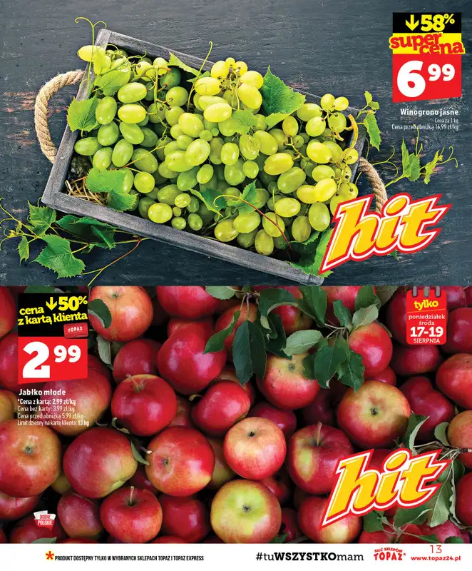 TOPAZ - gazetka promocyjna Gazetka od czwartku 13.08 do środy 19.08 - strona 13