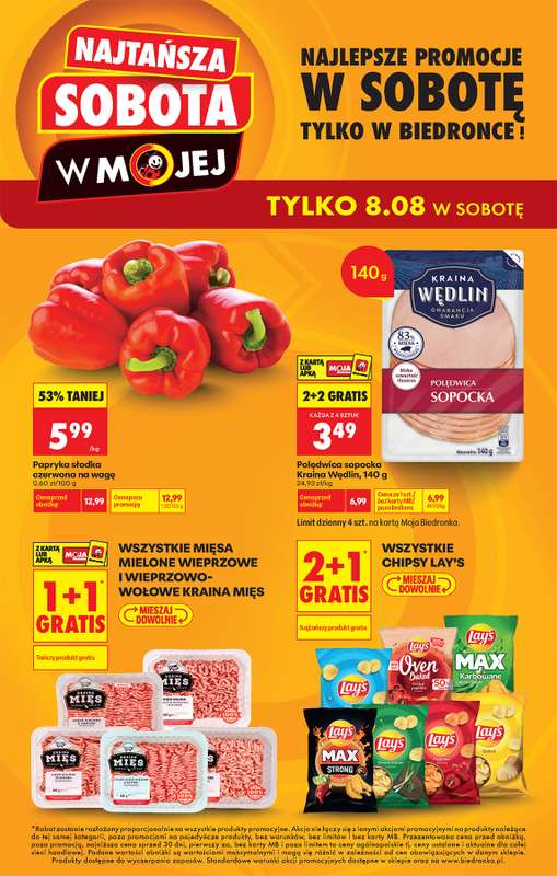 Biedronka - gazetka promocyjna Najtańsza sobota od soboty 08.08 do soboty 08.08
