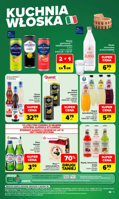 Carrefour - gazetka promocyjna Gazetka Kuchnia Włoska przez cały rok od poniedziałku 10.08 do soboty 22.08 - strona 13
