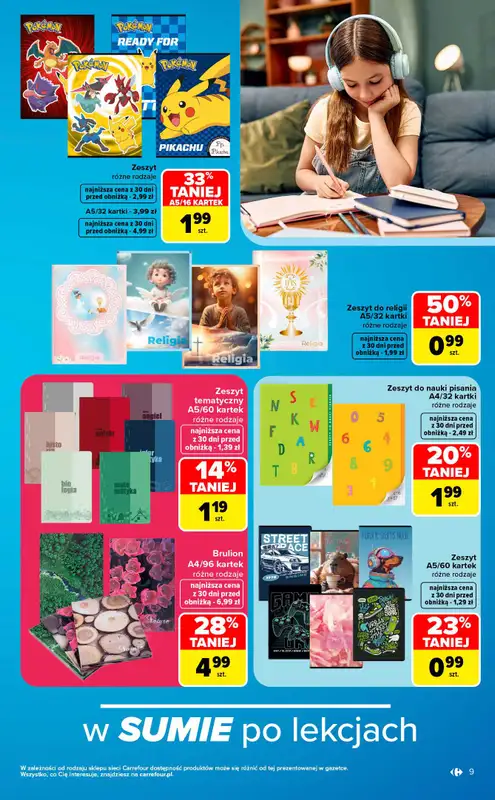 Carrefour Market - gazetka promocyjna Gazetka Szkoła nowy sezon od poniedziałku 10.08 do soboty 12.09 - strona 9