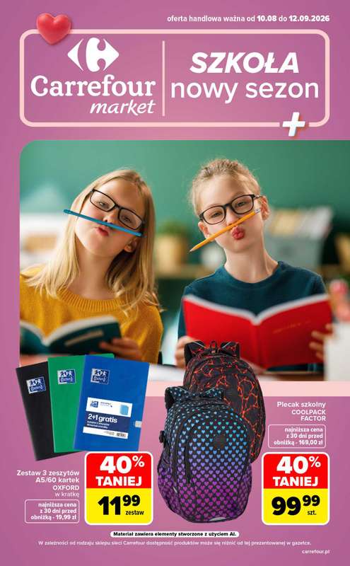Carrefour Market - gazetka promocyjna Gazetka Szkoła nowy sezon  do soboty 12.09