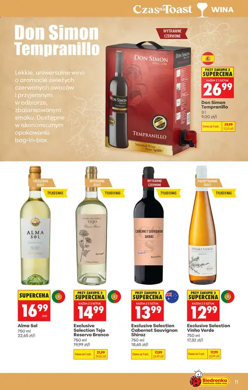 Biedronka - gazetka promocyjna Czas na Toast! od poniedziałku 10.08 do soboty 22.08 - strona 11