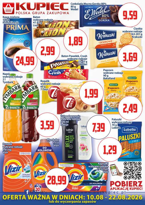 Kupiec - gazetka promocyjna Oferta plakatowa od poniedziałku 10.08 do soboty 22.08