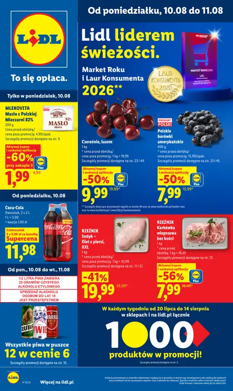 Lidl - gazetka promocyjna Oferta od poniedziałku od poniedziałku 10.08 do wtorku 11.08