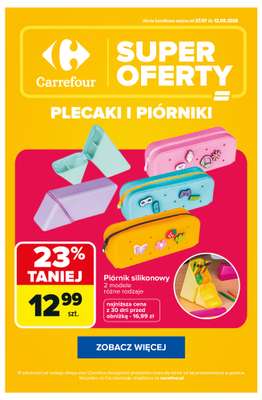 Carrefour - gazetka promocyjna SUPER PROMOCJE na plecaki i piórniki! od poniedziałku 10.08 do poniedziałku 17.08