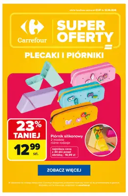 Carrefour - gazetka promocyjna SUPER PROMOCJE na plecaki i piórniki! od poniedziałku 10.08 do poniedziałku 17.08