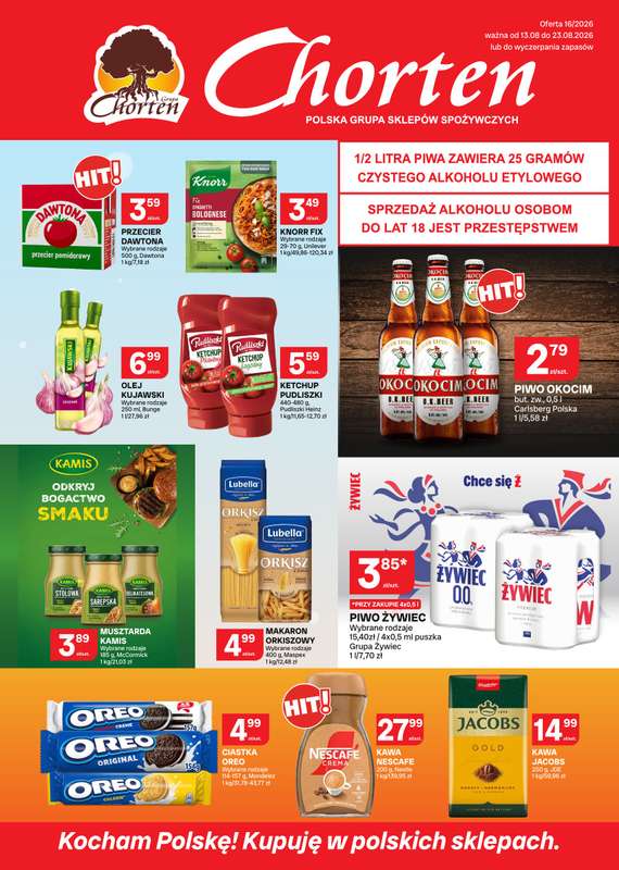 Chorten - gazetka promocyjna Gazetka Małopolska, Śląsk, Podkarpacie, Opolskie Market od czwartku 13.08 do niedzieli 23.08