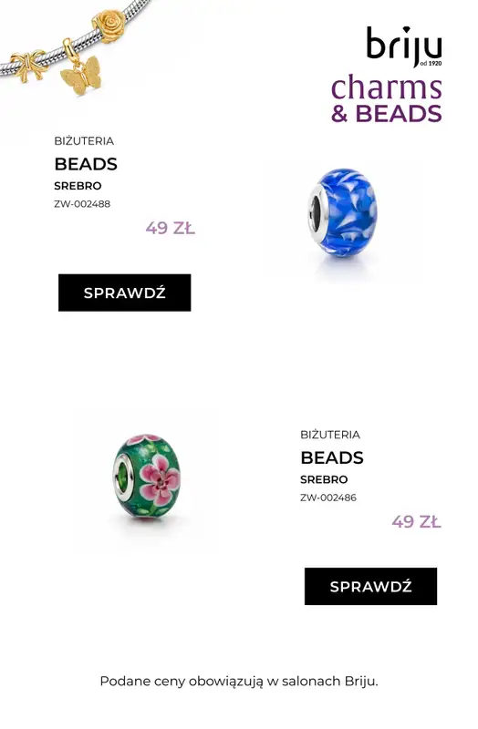 Briju - gazetka promocyjna Promocja Charms & Beads od środy 12.08 do wtorku 08.09 - strona 2