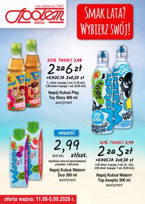Społem - Blisko i Korzystnie - gazetka promocyjna Plakat promocyjny PSS Kalisz od wtorku 11.08 do soboty 05.09