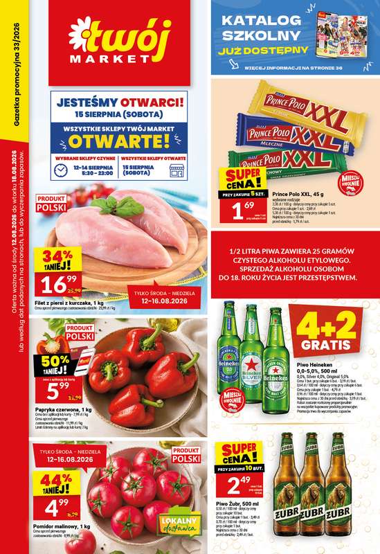 Twój Market - gazetka promocyjna Gazetka od środy 12.08 do wtorku 18.08