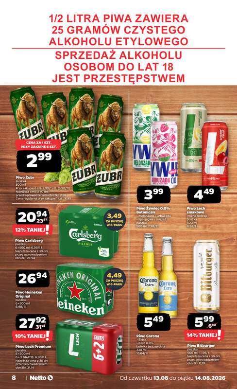 Netto - gazetka promocyjna Gazetka Spożywcza od czwartku 13.08 do piątku 14.08 - strona 8