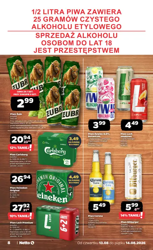 Netto - gazetka promocyjna Gazetka Spożywcza od czwartku 13.08 do piątku 14.08 - strona 8